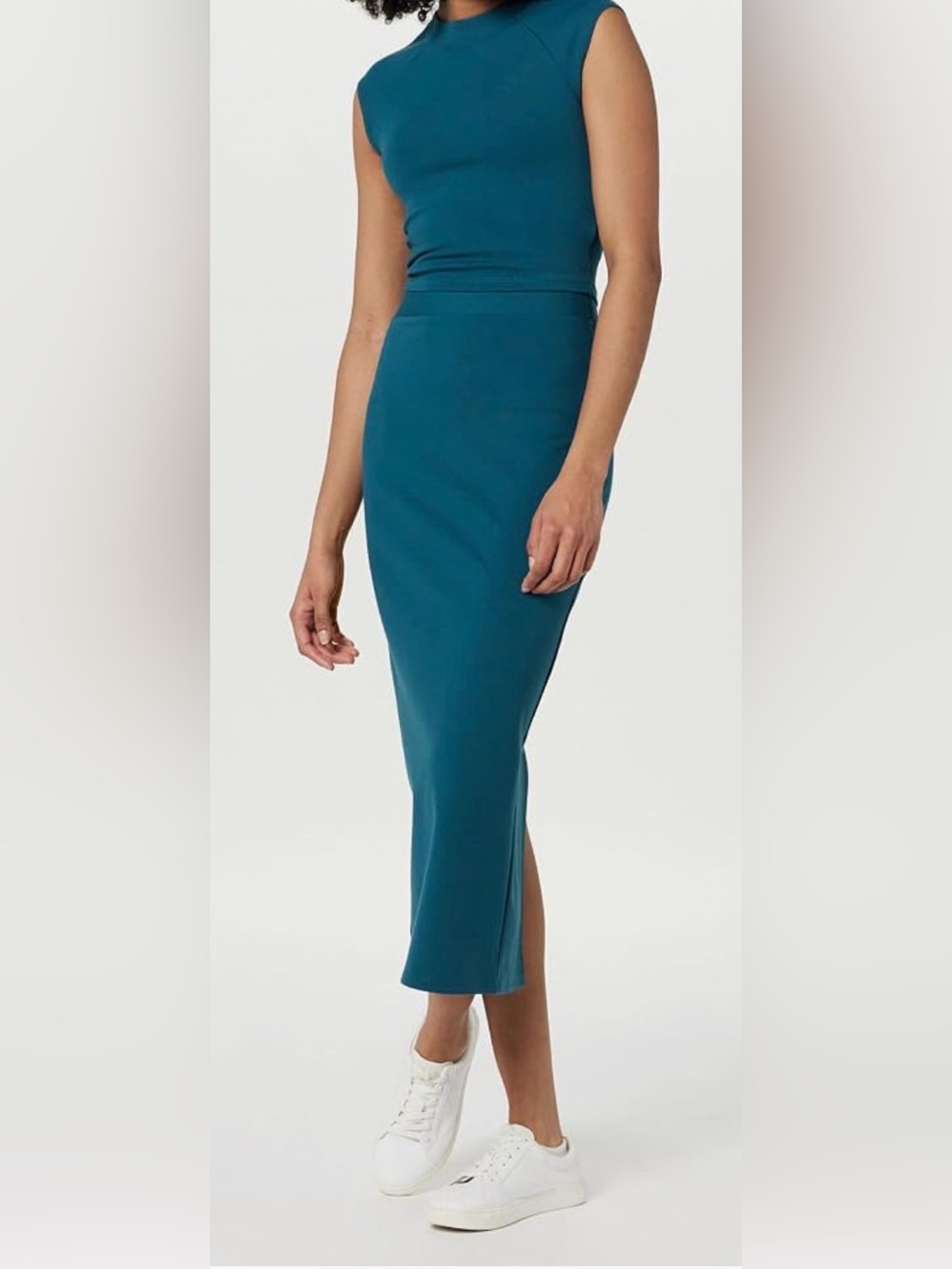Sleeveless Teal Midi Pencil Skirt